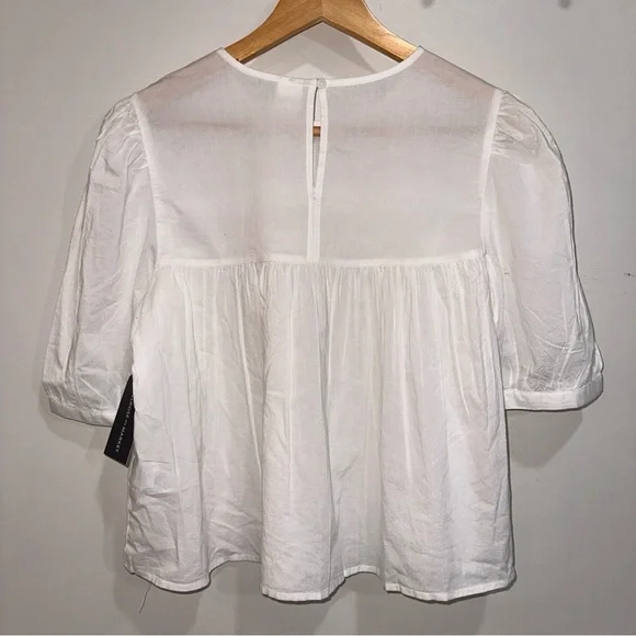 NWT MELROSE & MARKET YOKE DETAIL PUFF SLEEVE TOP IN WHITE- size S - Picture 5 of 9